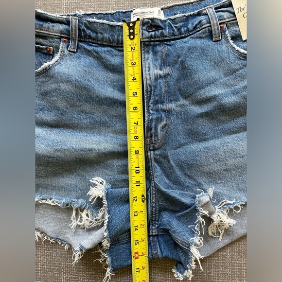 Abercrombie & Fitch Sz 35 20 Distressed Shorts Curve Love 90s High Rise Cut Off - Picture 9 of 12